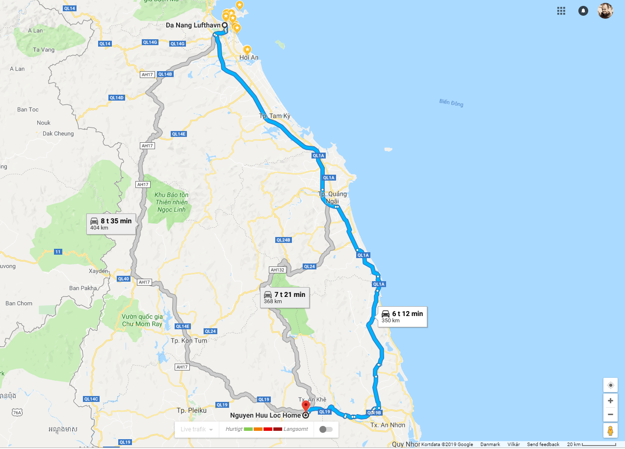 Directions from Da Nang Airport to My's hometown